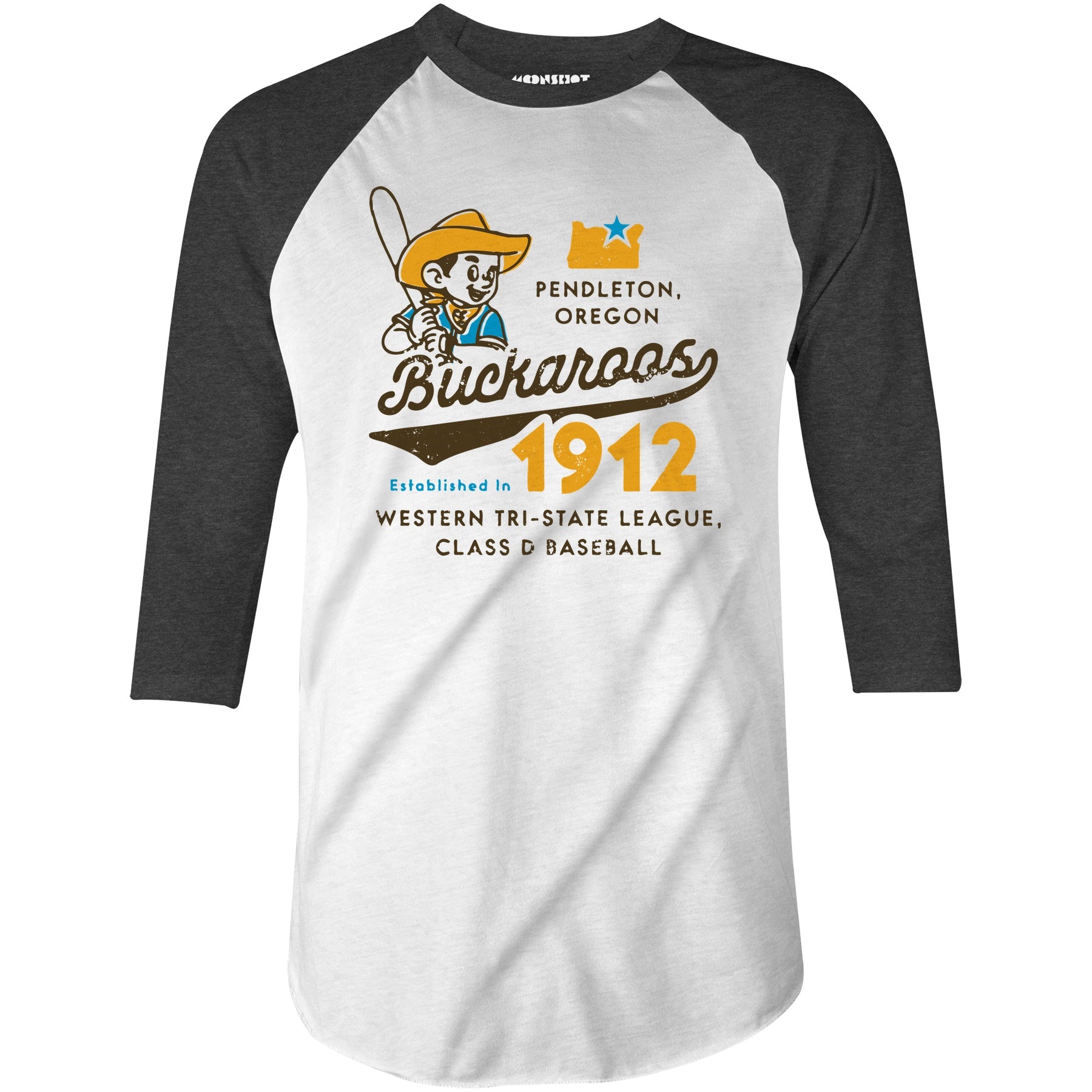 Pendleton Buckaroos - Oregon - Vintage Defunct Baseball Teams - 3/4 Sleeve Raglan T-Shirt