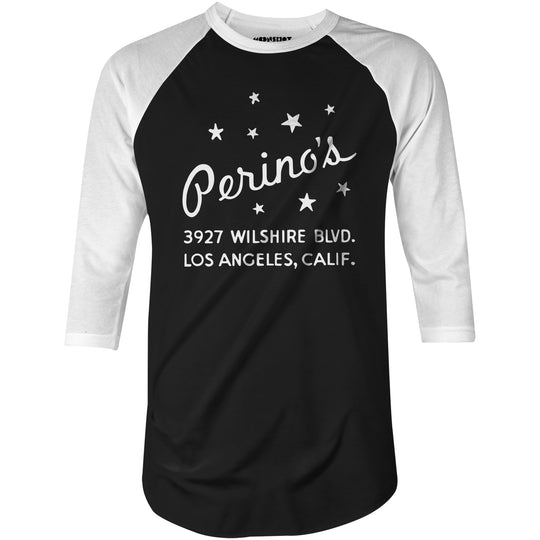 Perino's - Los Angeles, CA - Vintage Restaurant - 3/4 Sleeve Raglan T-Shirt