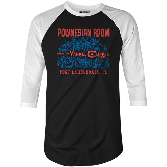 Polynesian Room - Fort Lauderdale, FL - Vintage Tiki Bar - 3/4 Sleeve Raglan T-Shirt
