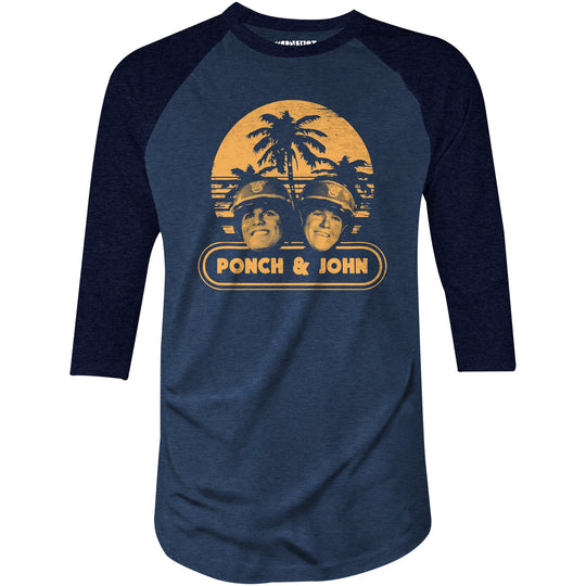Ponch and John - 3/4 Sleeve Raglan T-Shirt