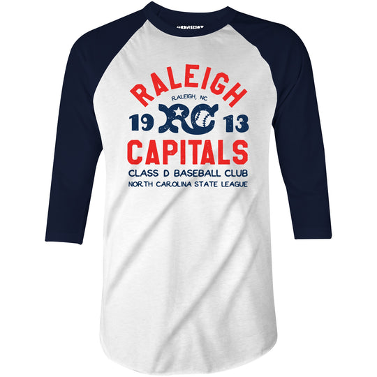 Raleigh Capitals - North Carolina - Vintage Defunct Baseball Teams - 3/4 Sleeve Raglan T-Shirt