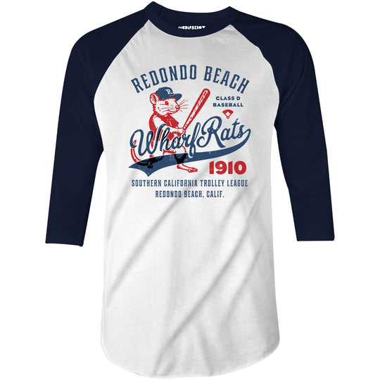 Redondo Beach Wharf Rats - California - Vintage Defunct Baseball Teams - 3/4 Sleeve Raglan T-Shirt