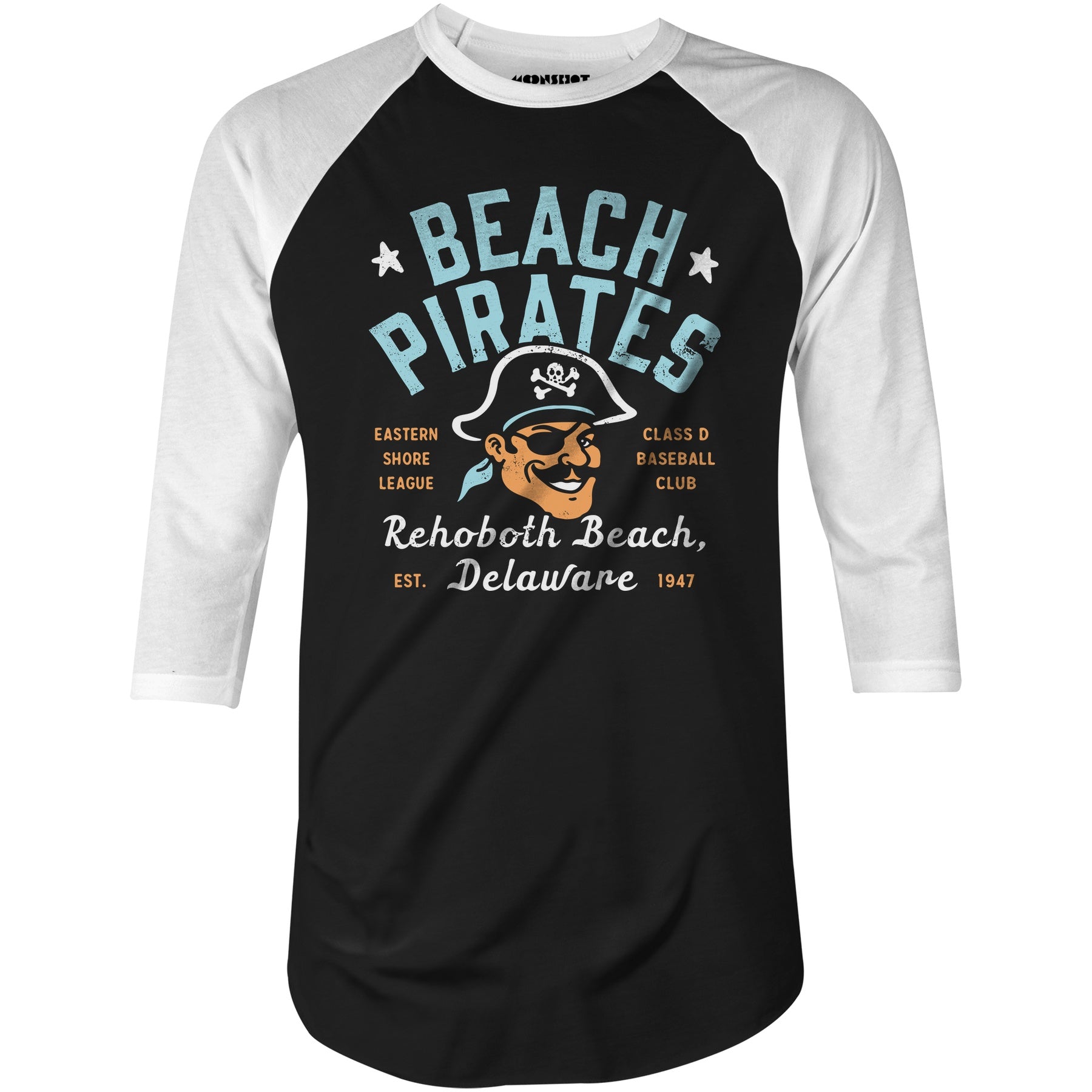 Rehoboth Beach Pirates - Delaware - Vintage Defunct Baseball Teams - 3/4 Sleeve Raglan T-Shirt