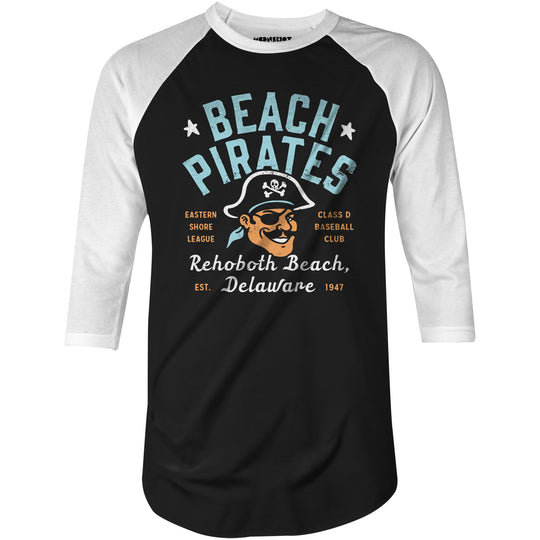 Rehoboth Beach Pirates - Delaware - Vintage Defunct Baseball Teams - 3/4 Sleeve Raglan T-Shirt