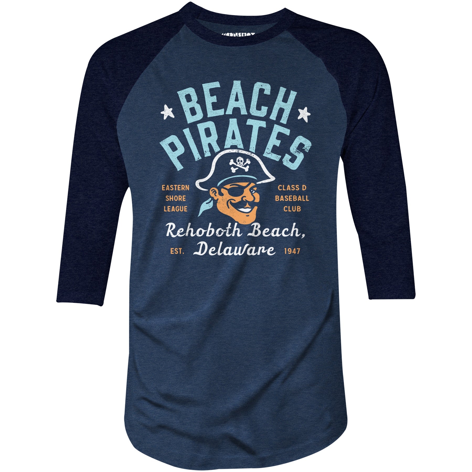 Rehoboth Beach Pirates - Delaware - Vintage Defunct Baseball Teams - 3/4 Sleeve Raglan T-Shirt
