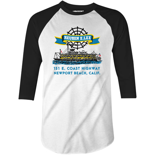 Reuben E. Lee - Newport Beach, CA - Vintage Restaurant - 3/4 Sleeve Raglan T-Shirt