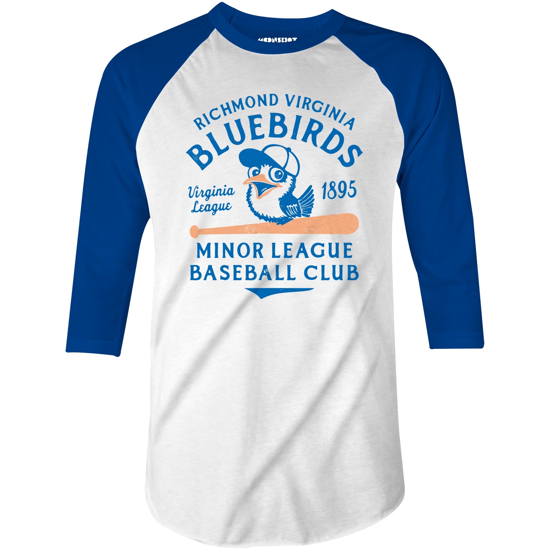 Richmond Bluebirds - Virginia - Vintage Defunct Baseball Teams - 3/4 Sleeve Raglan T-Shirt