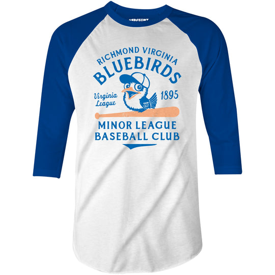 Richmond Bluebirds - Virginia - Vintage Defunct Baseball Teams - 3/4 Sleeve Raglan T-Shirt