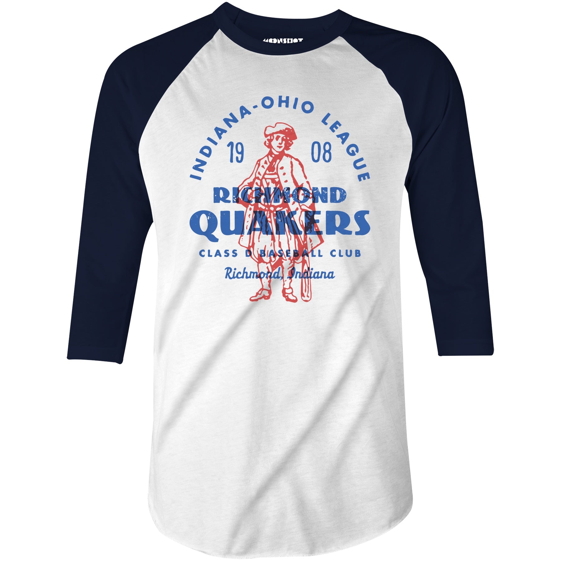 Richmond Quakers - Indiana - Vintage Defunct Baseball Teams - 3/4 Sleeve Raglan T-Shirt