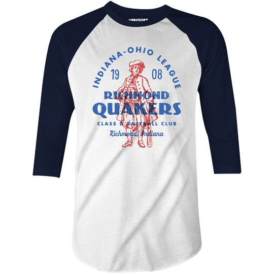 Richmond Quakers - Indiana - Vintage Defunct Baseball Teams - 3/4 Sleeve Raglan T-Shirt