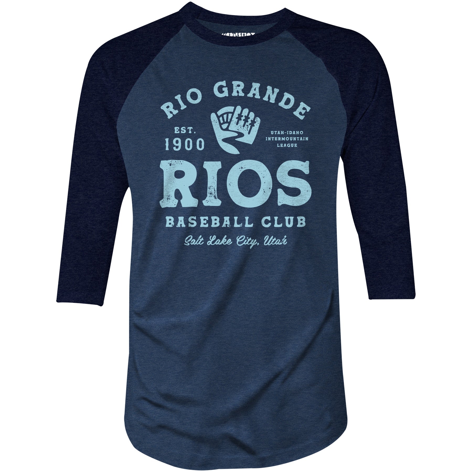 Rio Grande Rios - Utah - Vintage Defunct Baseball Teams - 3/4 Sleeve Raglan T-Shirt
