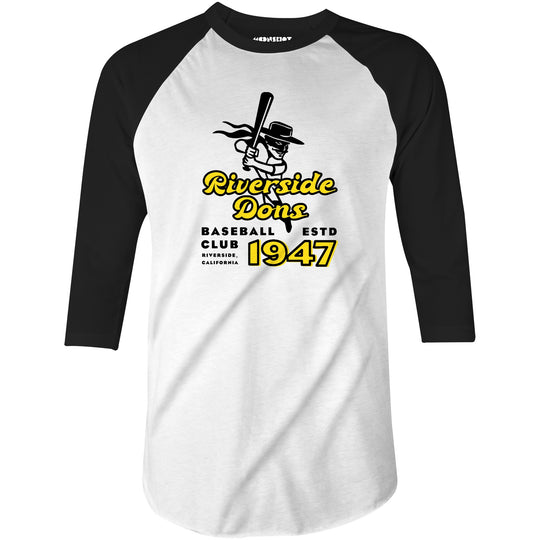 Riverside Dons - California - Vintage Defunct Baseball Teams - 3/4 Sleeve Raglan T-Shirt