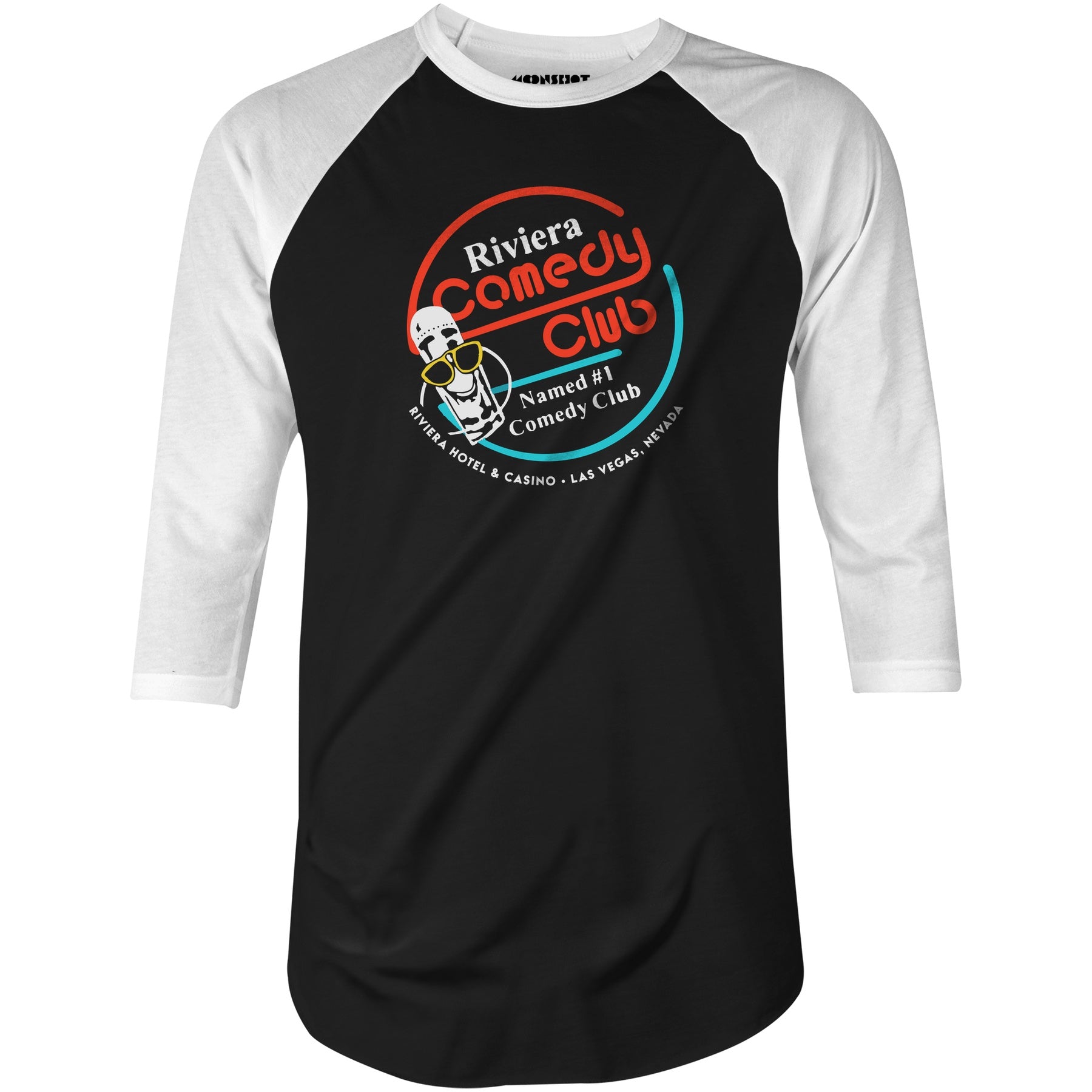 Riviera Comedy Club - Vintage Las Vegas - 3/4 Sleeve Raglan T-Shirt