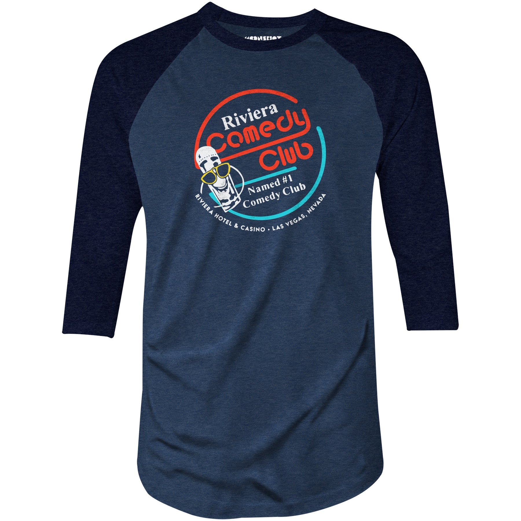 Riviera Comedy Club - Vintage Las Vegas - 3/4 Sleeve Raglan T-Shirt