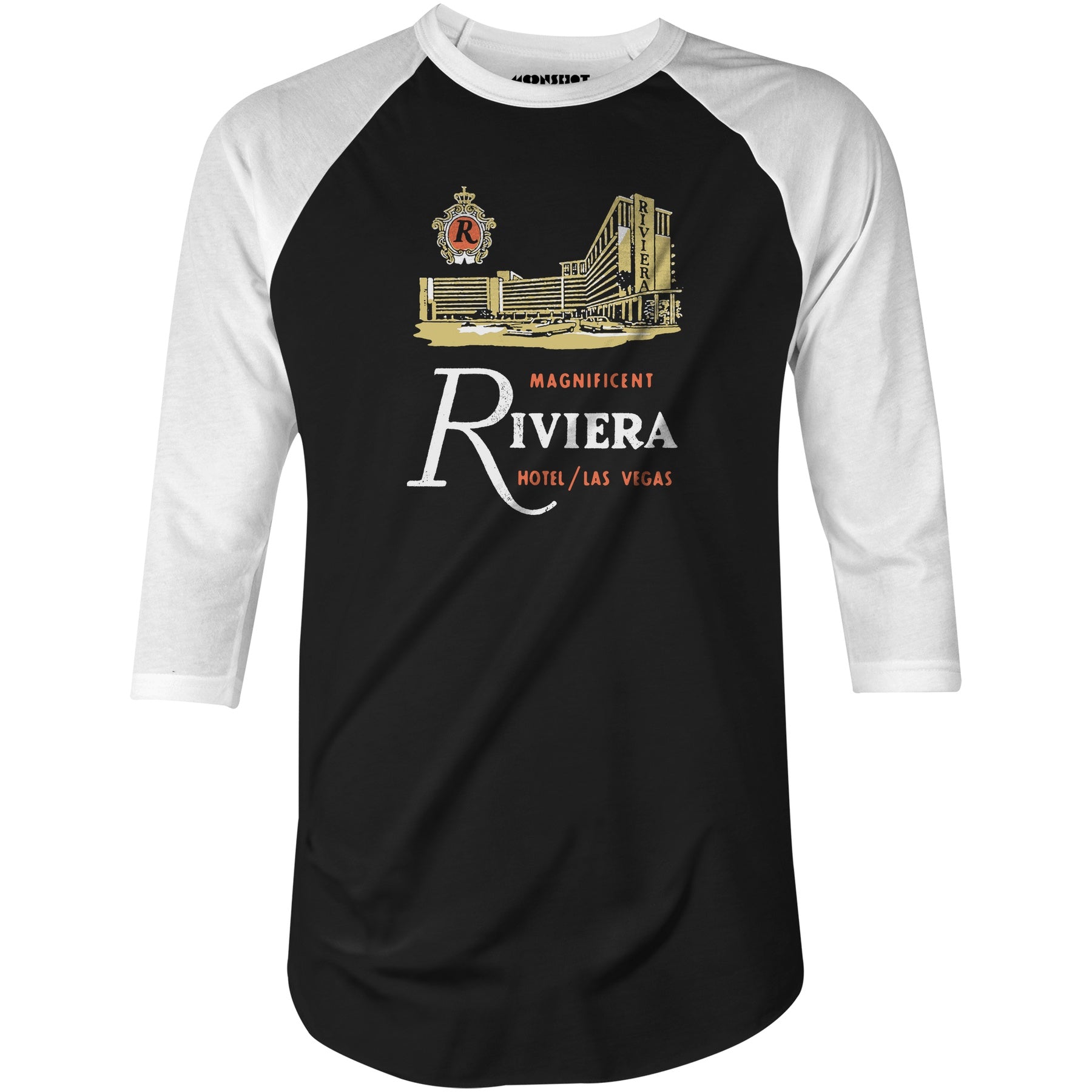 Riviera Hotel v2 - Vintage Las Vegas - 3/4 Sleeve Raglan T-Shirt
