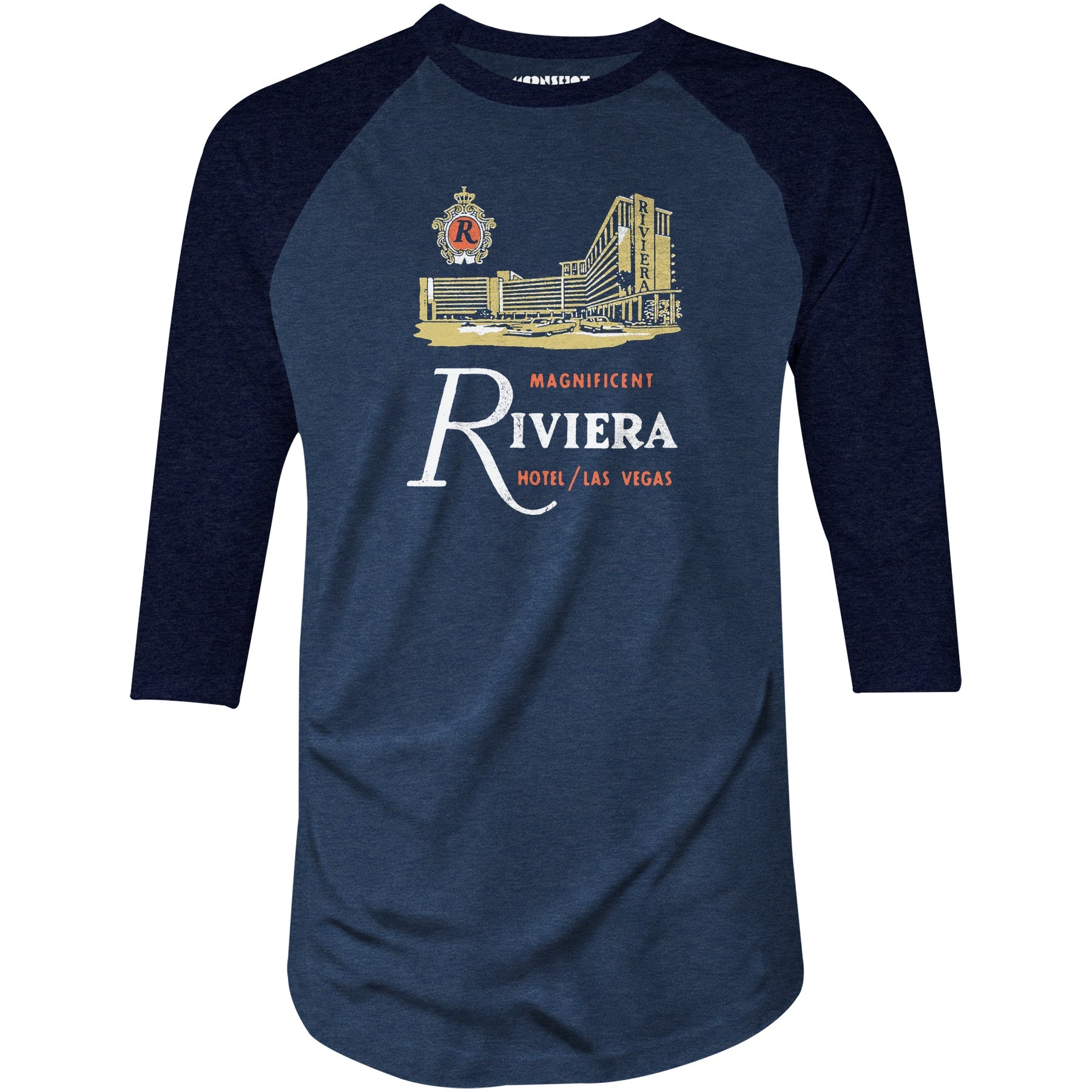 Riviera Hotel v2 - Vintage Las Vegas - 3/4 Sleeve Raglan T-Shirt