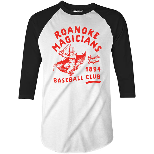 Roanoke Magicians - Virginia - Vintage Defunct Baseball Teams - 3/4 Sleeve Raglan T-Shirt