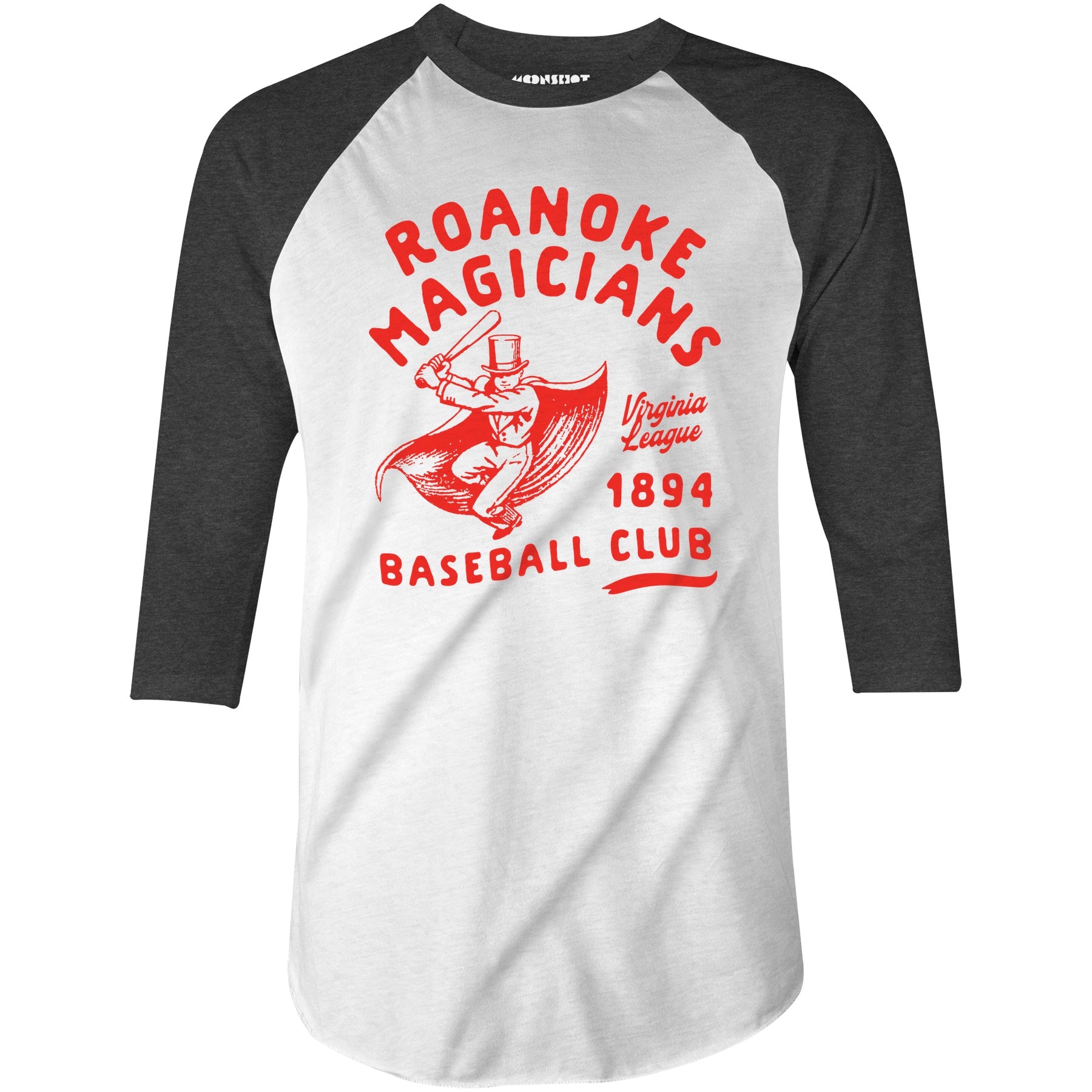 Roanoke Magicians - Virginia - Vintage Defunct Baseball Teams - 3/4 Sleeve Raglan T-Shirt