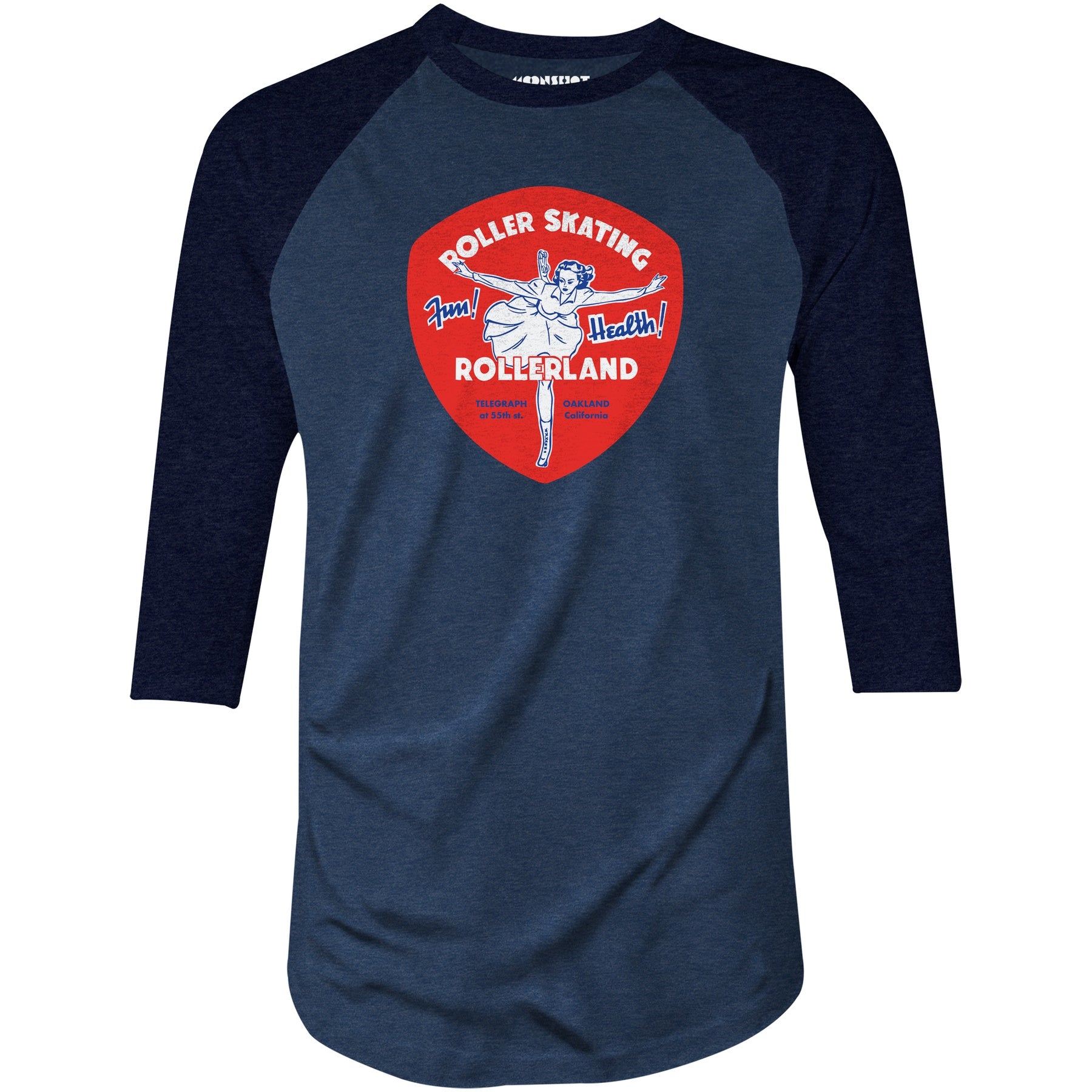 Rollerland - Oakland, CA - Vintage Roller Rink - 3/4 Sleeve Raglan T-Shirt