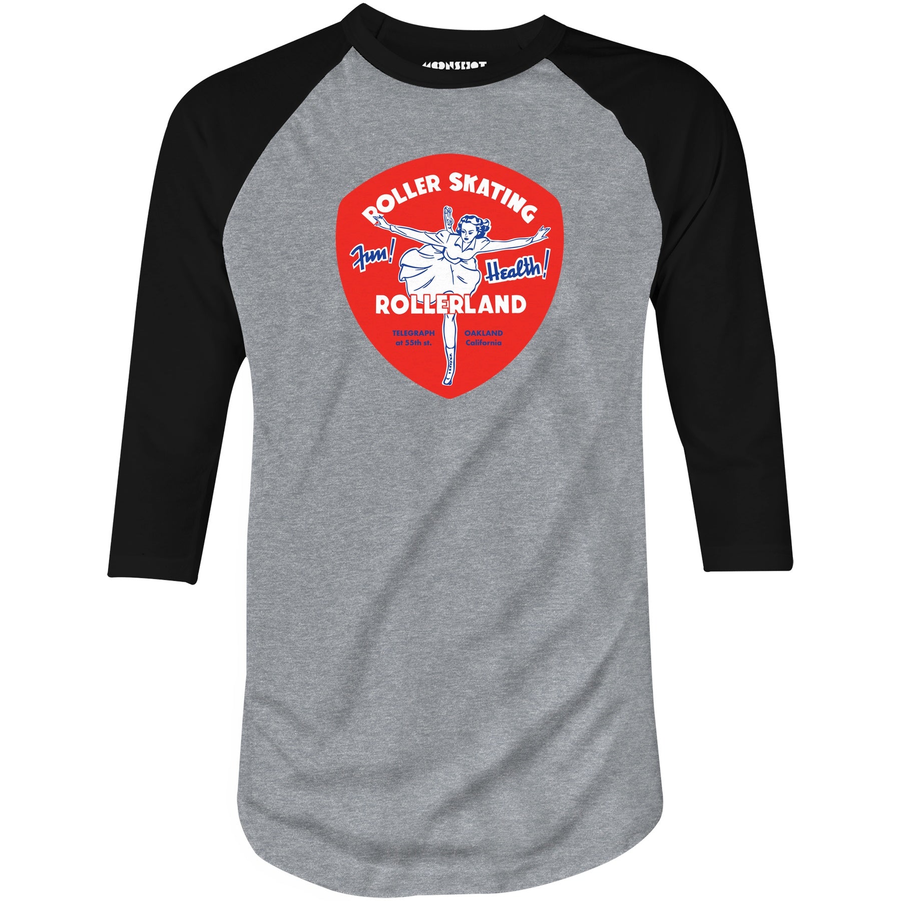 Rollerland - Oakland, CA - Vintage Roller Rink - 3/4 Sleeve Raglan T-Shirt
