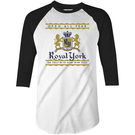 Royal York - Miami, FL - Vintage Hotel - 3/4 Sleeve Raglan T-Shirt
