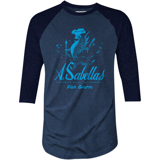 Sabella's Fish Grotto - San Francisco, CA - Vintage Restaurant - 3/4 Sleeve Raglan T-Shirt