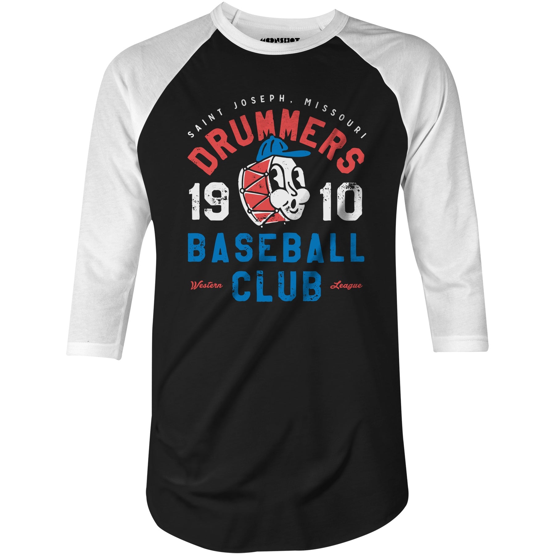 Saint Joseph Drummers - Missouri - Vintage Defunct Baseball Teams - 3/4 Sleeve Raglan T-Shirt