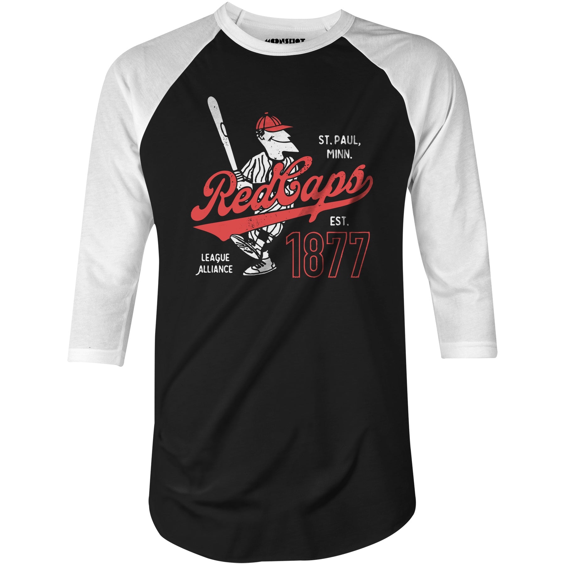 Saint Paul Red Caps - Minnesota - Vintage Defunct Baseball Teams - 3/4 Sleeve Raglan T-Shirt