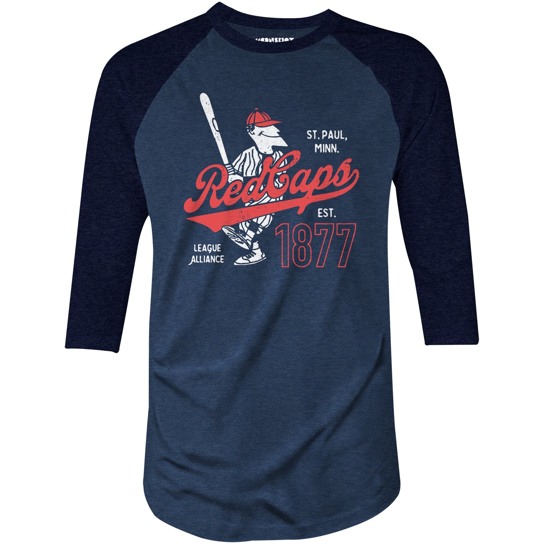Saint Paul Red Caps - Minnesota - Vintage Defunct Baseball Teams - 3/4 Sleeve Raglan T-Shirt