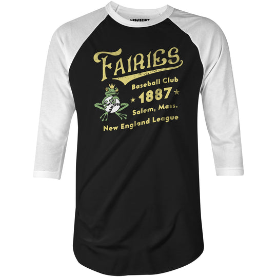 Salem Fairies - Massachusetts - Vintage Defunct Baseball Teams - 3/4 Sleeve Raglan T-Shirt
