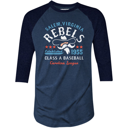Salem Rebels - Virginia - Vintage Defunct Baseball Teams - 3/4 Sleeve Raglan T-Shirt