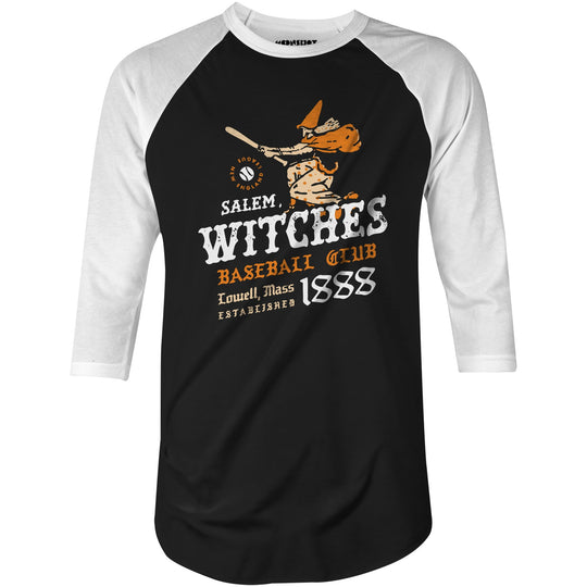 Salem Witches - Massachusetts - Vintage Defunct Baseball Teams - 3/4 Sleeve Raglan T-Shirt
