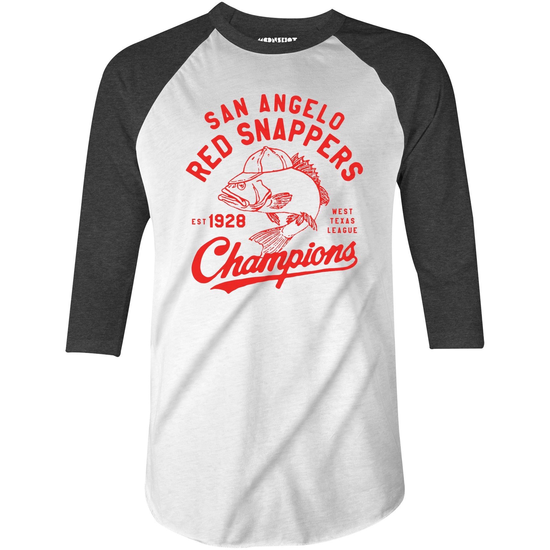 San Angelo Red Snappers - Texas - Vintage Defunct Baseball Teams - 3/4 Sleeve Raglan T-Shirt