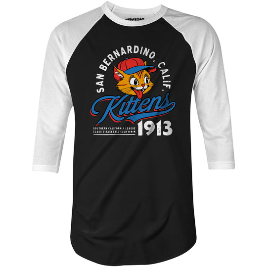 San Bernardino Kittens - California - Vintage Defunct Baseball Teams - 3/4 Sleeve Raglan T-Shirt