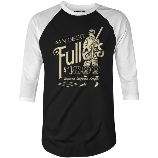 San Diego Fullers - California - Vintage Defunct Baseball Teams - 3/4 Sleeve Raglan T-Shirt