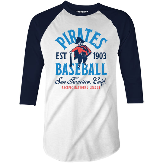 San Francisco Pirates - California - Vintage Defunct Baseball Teams - 3/4 Sleeve Raglan T-Shirt