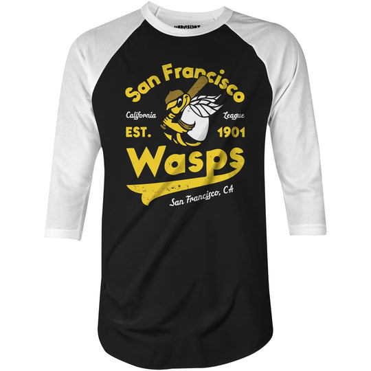 San Francisco Wasps - California - Vintage Defunct Baseball Teams - 3/4 Sleeve Raglan T-Shirt