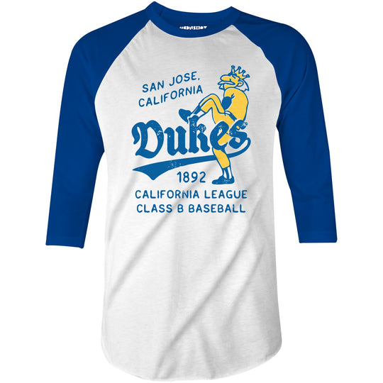 San Jose Dukes - California - Vintage Defunct Baseball Teams - 3/4 Sleeve Raglan T-Shirt