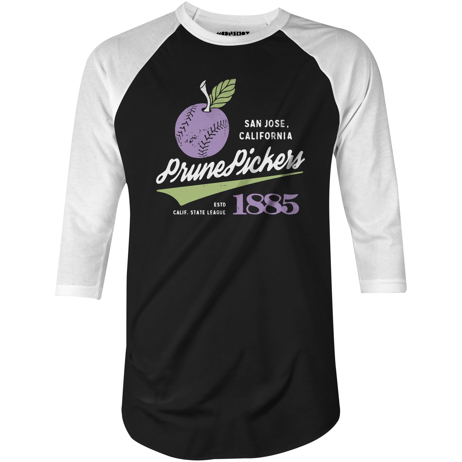 San Jose Prune Pickers - California - Vintage Defunct Baseball Teams - 3/4 Sleeve Raglan T-Shirt