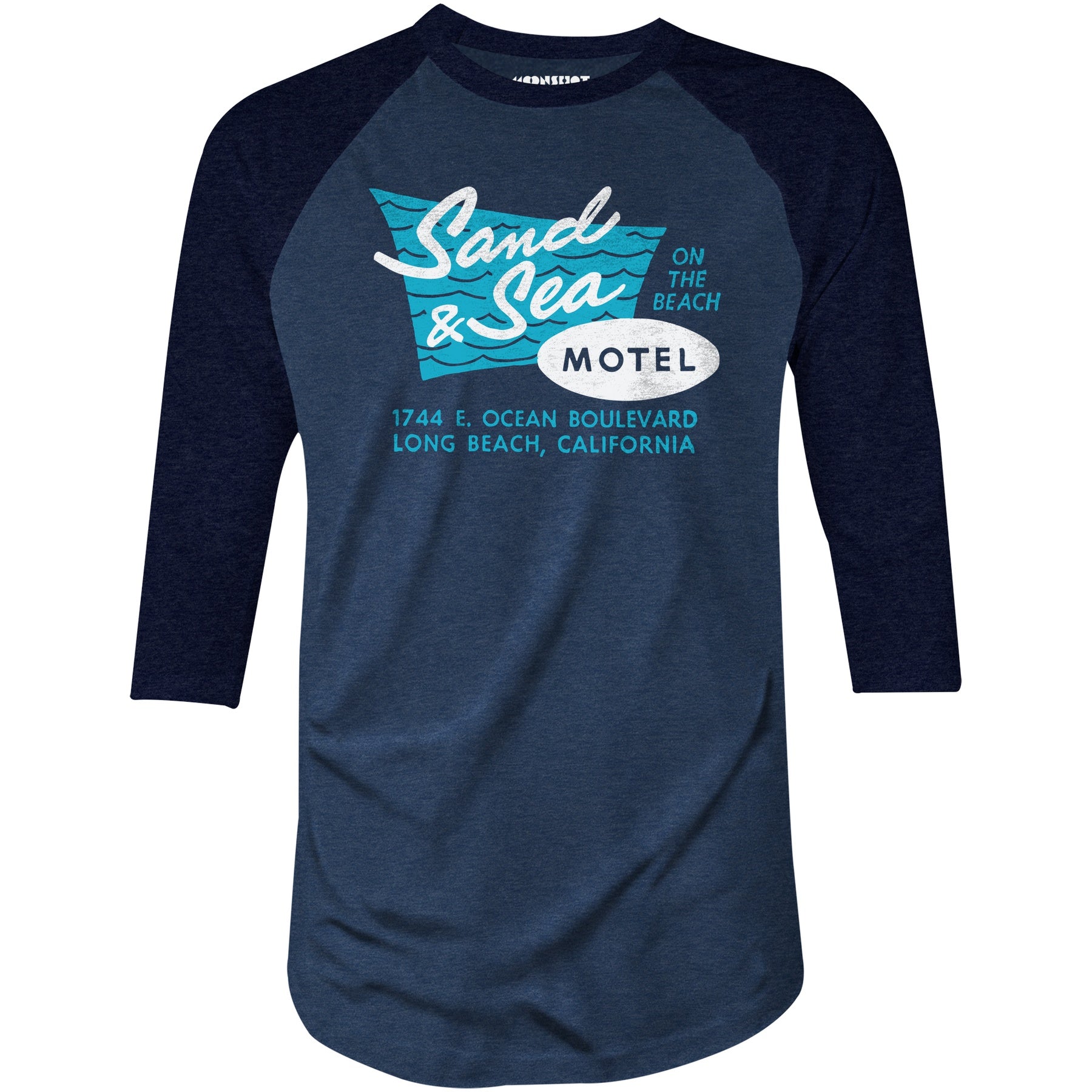 Sand & Sea Motel - Long Beach, CA - Vintage Motel - 3/4 Sleeve Raglan T-Shirt