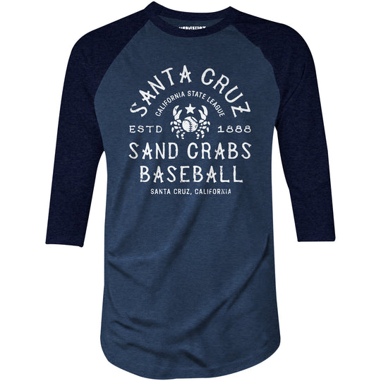 Santa Cruz Sand Crabs - California - Vintage Defunct Baseball Teams - 3/4 Sleeve Raglan T-Shirt