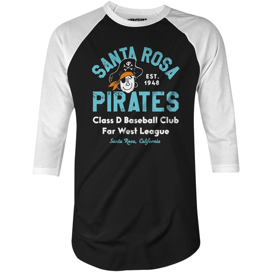 Santa Rosa Pirates - California - Vintage Defunct Baseball Teams - 3/4 Sleeve Raglan T-Shirt