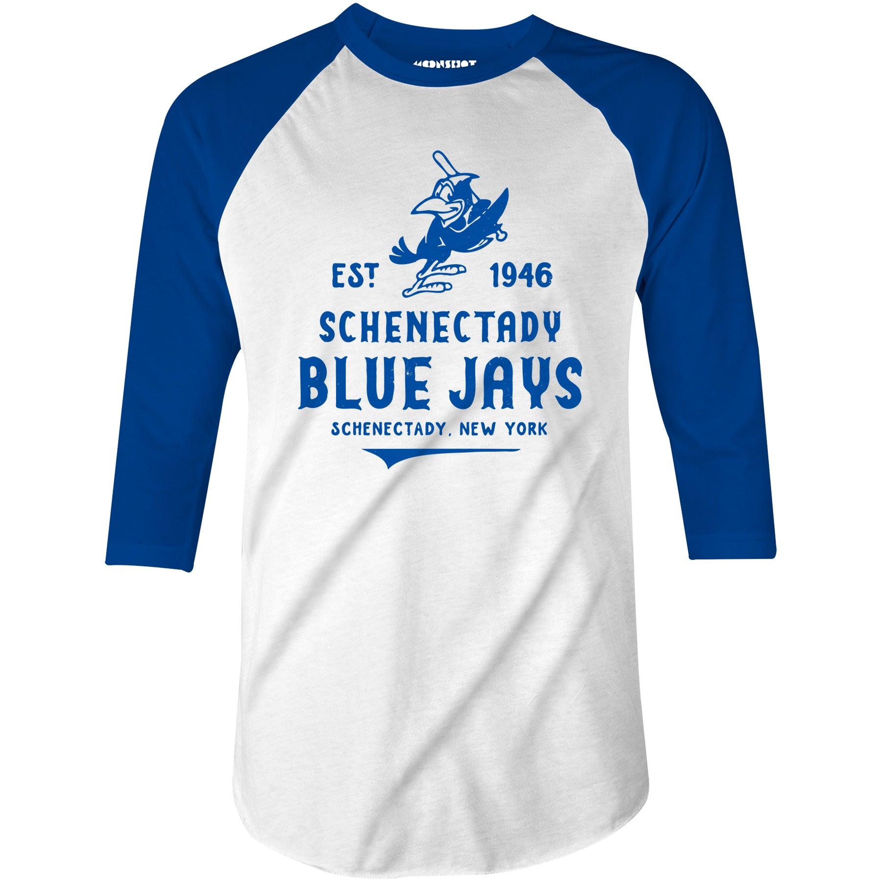 Schenectady Blue Jays - New York - Vintage Defunct Baseball Teams - 3/4 Sleeve Raglan T-Shirt