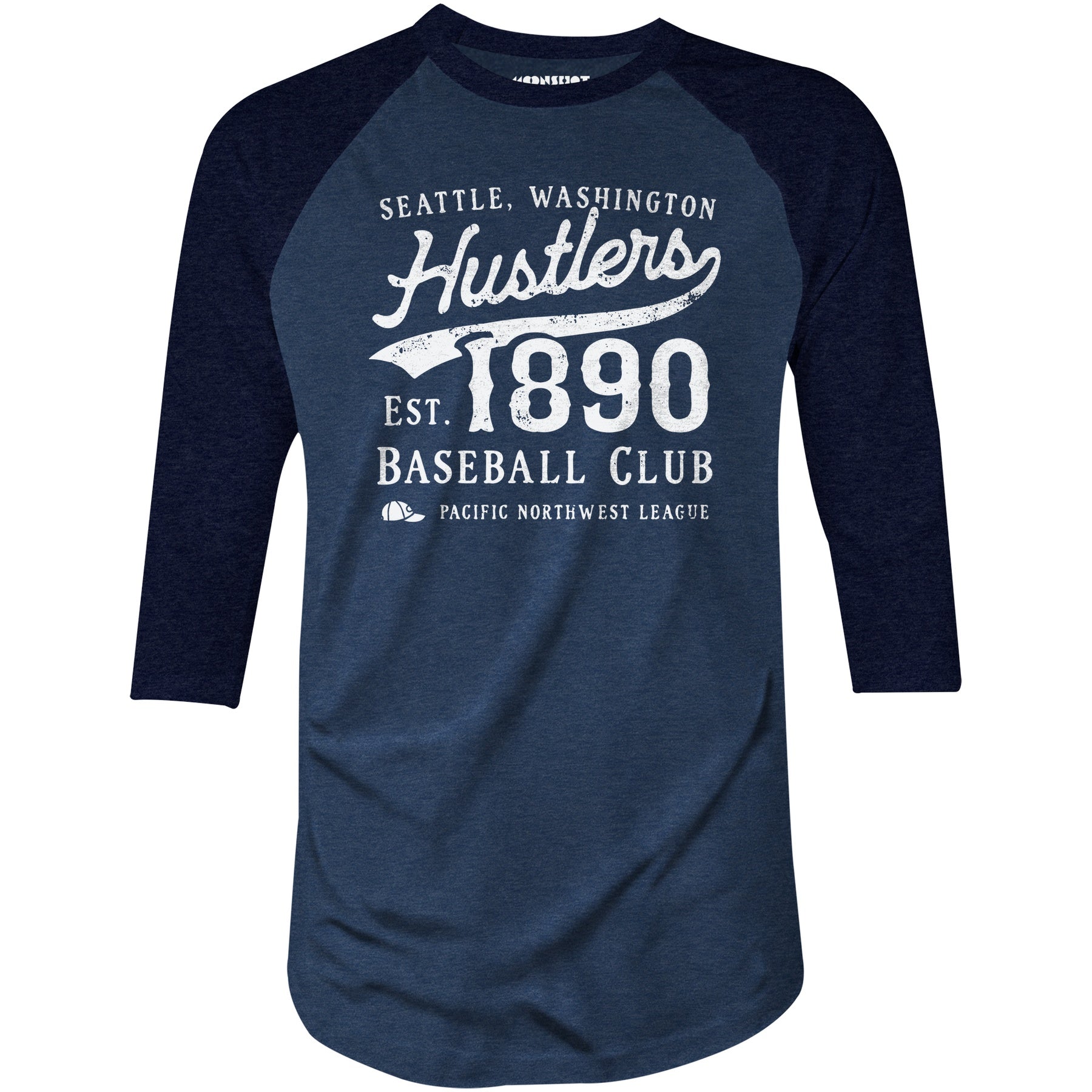 Seattle Hustlers - Washington - Vintage Defunct Baseball Teams - 3/4 Sleeve Raglan T-Shirt