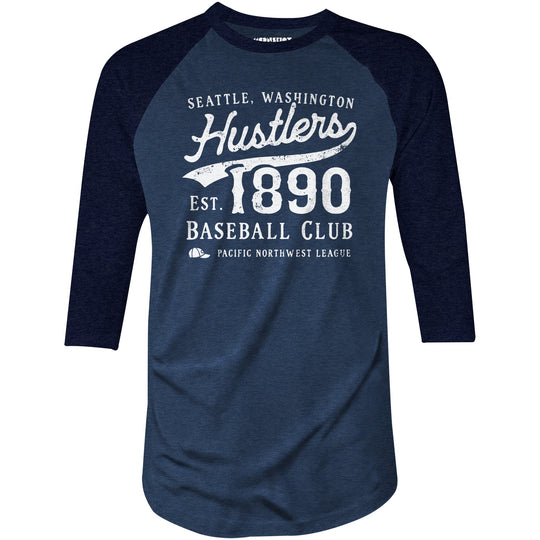 Seattle Hustlers - Washington - Vintage Defunct Baseball Teams - 3/4 Sleeve Raglan T-Shirt