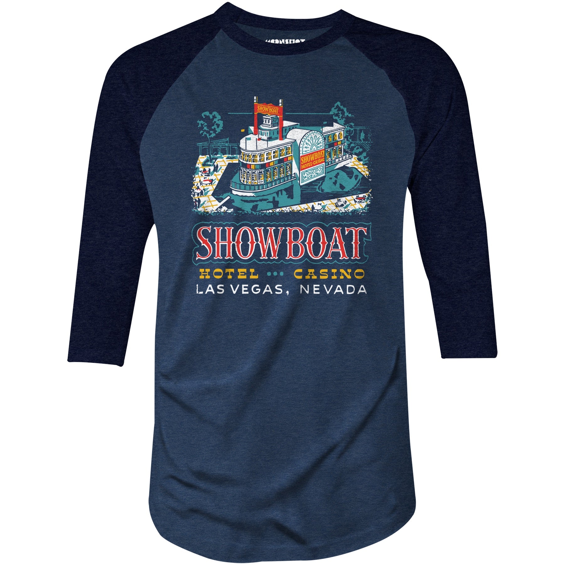 Showboat Hotel & Casino v2 - Vintage Las Vegas - 3/4 Sleeve Raglan T-Shirt