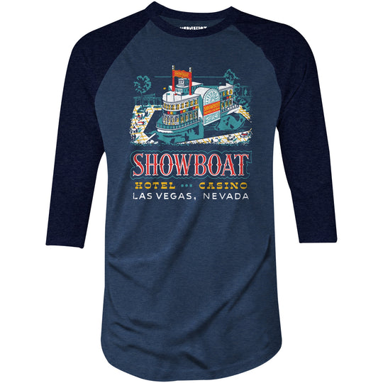 Showboat Hotel & Casino v2 - Vintage Las Vegas - 3/4 Sleeve Raglan T-Shirt