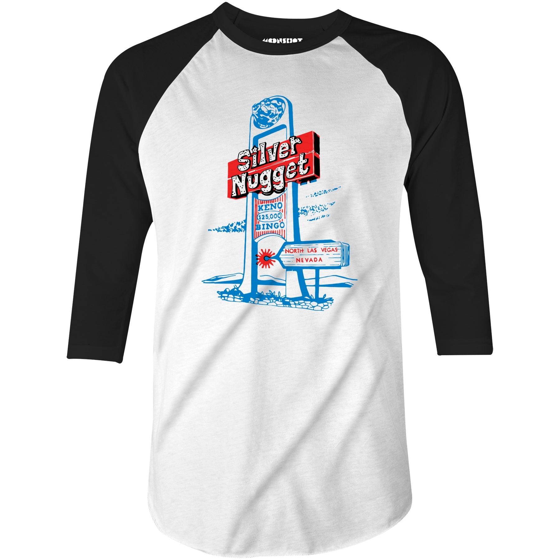 Silver Nugget - Vintage Las Vegas - 3/4 Sleeve Raglan T-Shirt