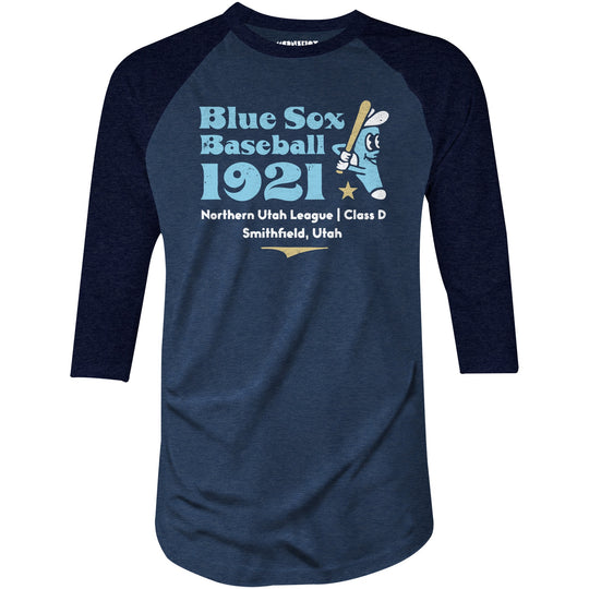 Smithfield Blue Sox - Utah - Vintage Defunct Baseball Teams - 3/4 Sleeve Raglan T-Shirt