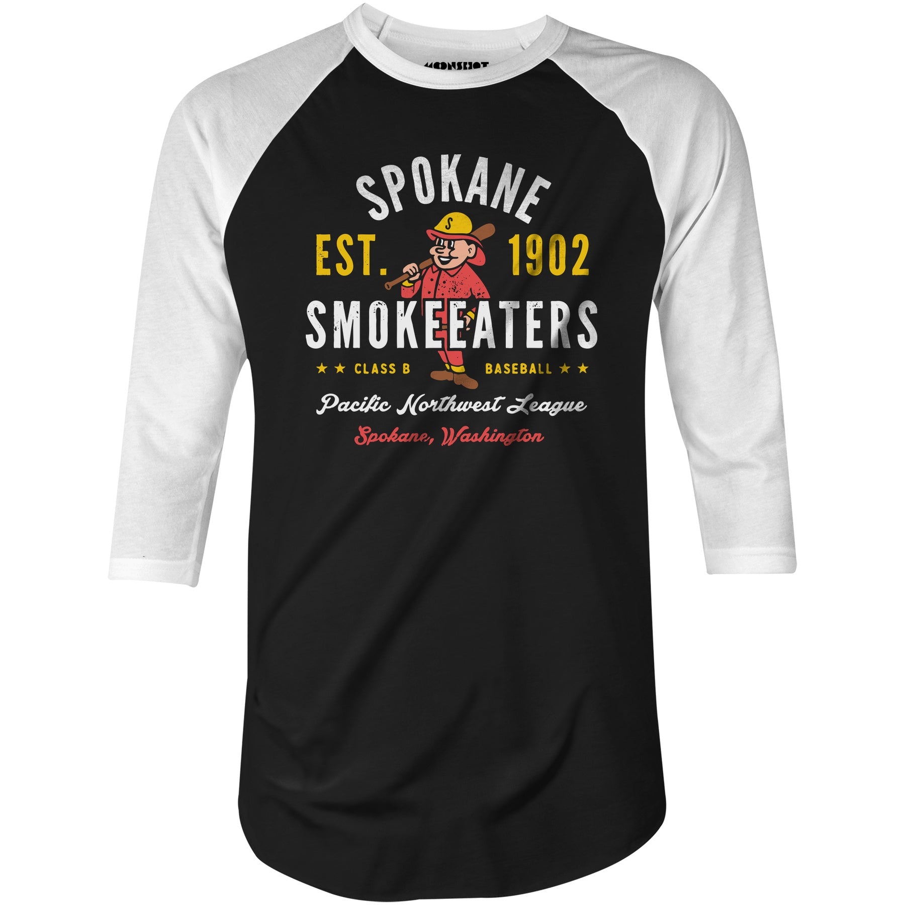 Spokane Smoke Eaters - Washington - Vintage Defunct Baseball Teams - 3/4 Sleeve Raglan T-Shirt